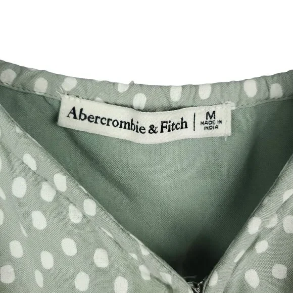 Abercrombie & Fit Mint Green White Polka Dot Tie-Front Crop Top Size Medium - Picture 6 of 7